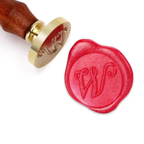 Miniatura 11 de Sello de cera Mceal, sello de latón con mango de madera, sello grande de 30 mm, letra H caligráfica