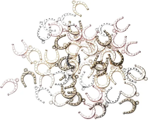 Miniatura 2 de 50 dijes de herradura de metal vintage colgantes para fabricación de joyas, kits de búsqueda de collares, pulseras, llaveros para manualidades