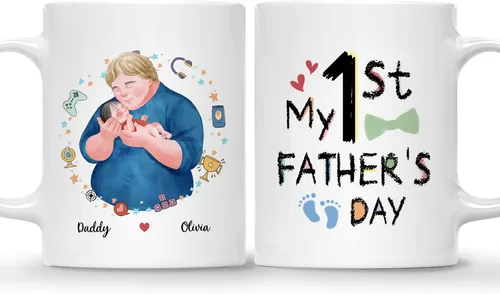 Miniatura 12 de Gossby Baby Bump - Taza de café personalizada para el primer día del padre para el futuro padre, marido de parte de la esposa, mensaje desde