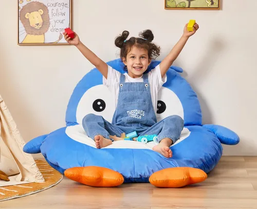 Miniatura 13 de Hobestluk Puf - Cojín de suelo para puf, puf para adultos, tumbona para sala de estar, dormitorio o sala de juegos (negro, mediano, pingüino)