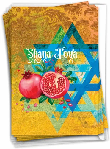 The Best Card Company - Juego de 12 tarjetas de felicitación Rosh Hashanah a granel con sobres de 5 x 7 pulgadas (1 diseño, 12 cada uno) tarjetas