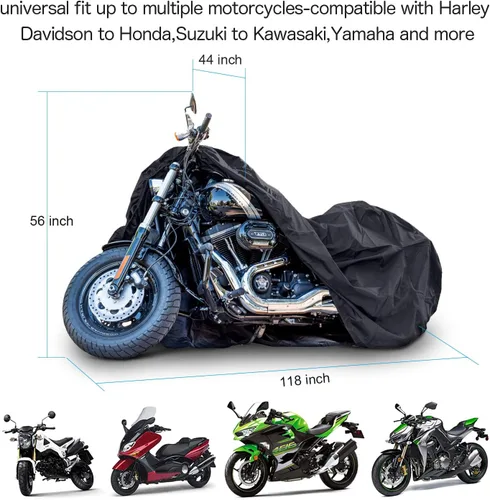 Miniatura 3 de Nueva Generación de Funda para Motocicleta XYZCTEM! Funda para motocicleta negra XL grande, impermeable, para todo tipo de clima, exteriores, se