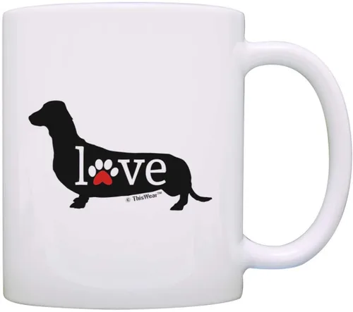 ThisWear Dachshund Gift Love Dog Paw Prints Doxie Breed Weiner Dog Gift Taza de café Taza de té blanca