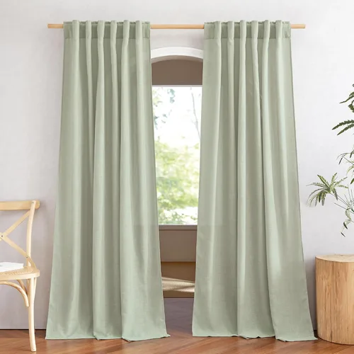 Miniatura 54 de NICETOWN Cortinas de lino semitraslúcidas para dormitorio, bolsillos para barra y pestaña trasera, tratamientos de ventana transparentes de lino