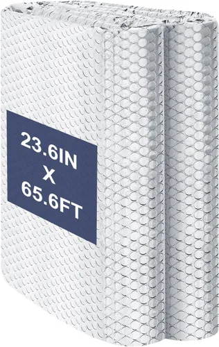 Miniatura 11 de Aislamiento de lámina de burbuja reflectante doble de espuma, 23.6 pulgadas X 20 pies, barrera radiante de aislamiento térmico de lámina de aluminio