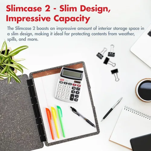 Miniatura 2 de Dexas Slimcase 2 - Portapapeles de plástico con almacenamiento y apertura lateral, color granito pesado, portapapeles de suministros de oficina