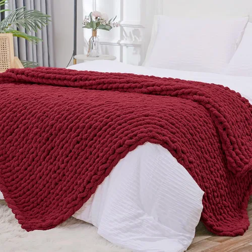 Miniatura 40 de Bigacogo Manta de punto grueso para sofá, 51 x 63 pulgadas, 100% tejida a mano con hilo de felpilla grueso jumbo, acogedoras y suaves mantas grandes