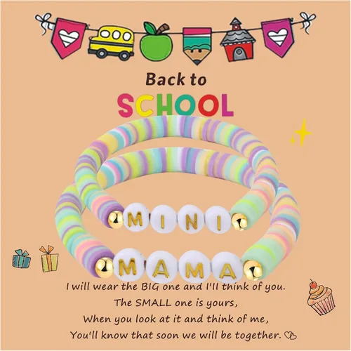 Miniatura 17 de Pulsera para el primer día de Shcool Kindergarten de primer grado para el regreso a clases, regalos para mamá e hija, pulseras para mamá e hija