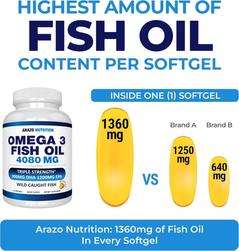 Miniatura 3 de BioScience Nutrition, aceite de pescado Omega 3 de 0.08 oz EPA alto de 0.04 oz + DHA de 0.03 oz; cápsulas que triplican la fuerza, 1