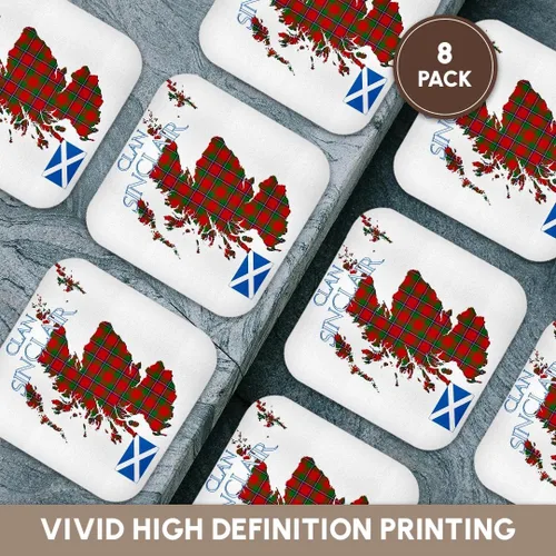 Miniatura 6 de 3dRose Outline of Scotland with the Sinclair Clan Family Tartan. Set of 8 Coasters - Soft