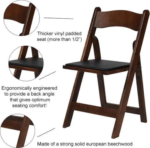 Miniatura 7 de Silla plegable acolchada de madera clásica americana