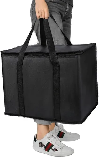 Miniatura 10 de musbus - Paquete de 2 bolsas de compra aislantes XL, rojas, reutilizables, de alta resistencia, con cierre, plegables, para compras, para coche