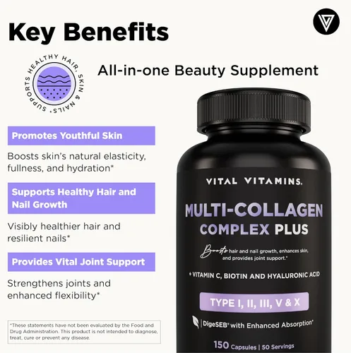 Miniatura 4 de Vital Vitamins Multi Collagen Complex Plus 150 ct + Creatina Monohidrato Cápsulas 120 ct
