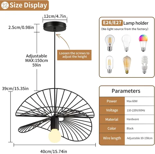 Miniatura 2 de Lámpara colgante negra, iluminación colgante industrial, lámparas rústicas para cocina, isla, comedor, entrada, vestíbulo, paquete de 1