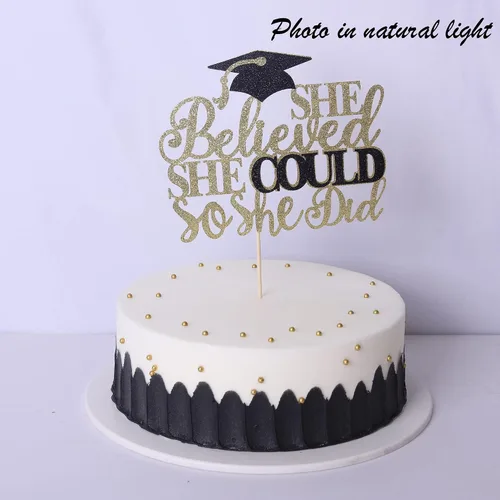 Miniatura 7 de 1 pieza de decoración para tartas con tapa de graduación con purpurina para la clase de 2026, decoración de pastel de graduación para graduación