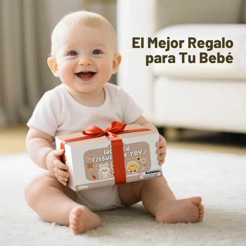 Miniatura 7 de Joyreal Caja de Pañuelos Montessori 8 en 1 para Bebé de 12 Meses - Cubo de Actividades de Madera de Color Neutro para Niños y Niñas Regalos