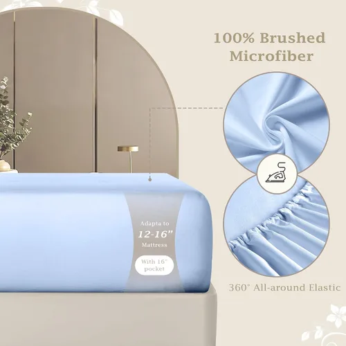 Miniatura 3 de FreshCulture Sábana Bajera Individual Solo – Sábana Bajera de Calidad de Hotel Premium para Cama Individual – Microfibra Cepillada Ultra Suave