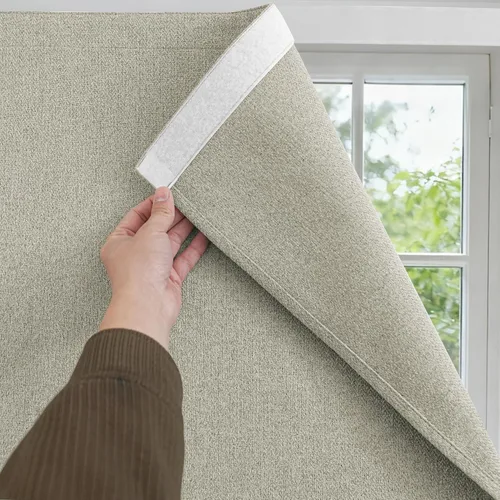 Miniatura 10 de Foxdecor Cortinas opacas adhesivas para dormitorio, sala de estar, 36 pulgadas de largo, sin taladro, aislamiento térmico y protección UV, cortinas