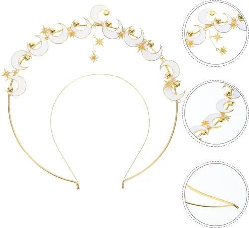 Miniatura 3 de NOLITOY Moon Stars Crown- Crystal Goddess Angel Crown Headband Rhinestone Wedding Tiara Glitter Floral Bridal Hair Band Headpiece Accessories for