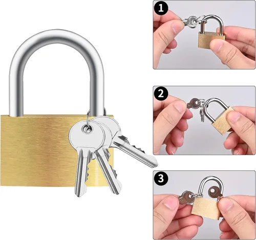Miniatura 3 de Lockwise 4 candados pequeños, candado con llave de latón macizo con llave, cerraduras con 12 mismas llaves, cerradura de casillero de gimnasio