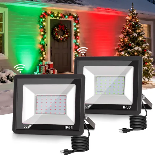 Miniatura 8 de L LOHAS LED Luz de Inundación LED RGB para Exteriores, 25W Luces de Fiesta DIY que Cambian de Color con Control Remoto, Luz de Patio