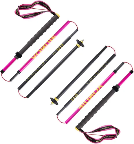 Miniatura 9 de AONIJIE Bastones de senderismo – 2 bastones de senderismo ultraligeros plegables de fibra de carbono con sistema antigolpes y bloqueo rápido
