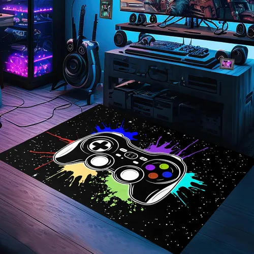 Miniatura 2 de Alfombras gamer para dormitorio de niños, pintura de dibujos animados, alfombra de juegos para adolescentes, decoración genial de sala