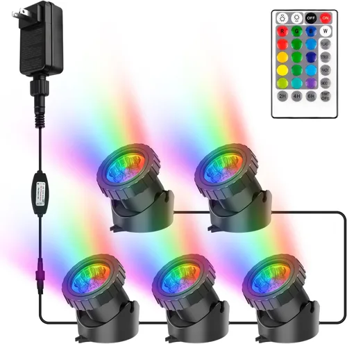 Miniatura 12 de Luces RGB para estanque con temporizador, LED sumergibles bajo el agua, coloridos focos de paisaje, 98 pies, control remoto, IP68, luces de fuente