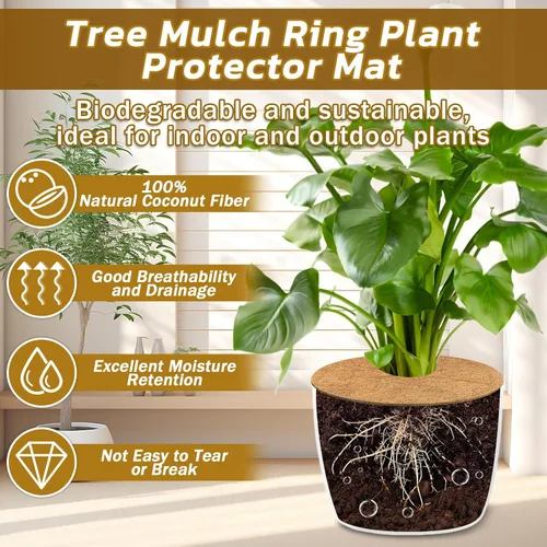 Miniatura 3 de Legigo 10 piezas Anillos de Mantillo de Fibra de Coco Alfombrilla Protectora de Plantas de Árbol, 6 Pulgadas Anillo de Protección de Árbol de Fibra