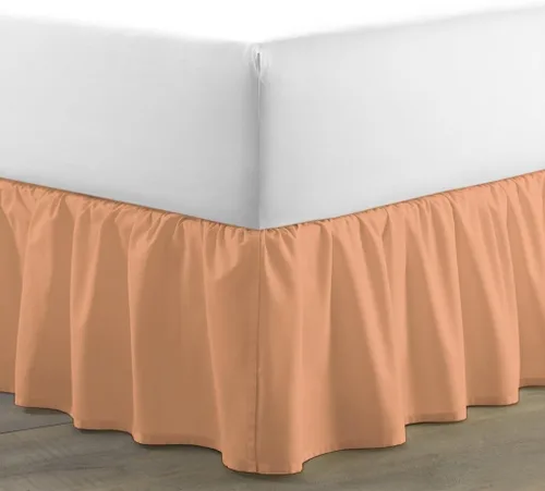 Miniatura 5 de Falda de cama – Falda de cama con volantes (individual, rosa) de 12 pulgadas de caída de polvo con plataforma, tela 100% algodón de 800 hilos, falda