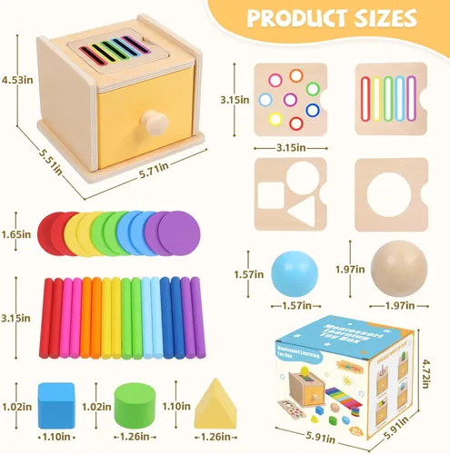 Miniatura 5 de YHHYTOY Juguetes Montessori para niños de más de 1 año, Caja de Monedas de 4 en 1 para la Permanencia de Objetos, Caja de Clasificación