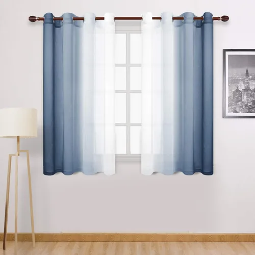 Miniatura 97 de DWCN Cortinas Transparentes de Lino Sintético Negro Degradado Ombré - Cortinas Semi Transparentes de Gasa con Ojales en la Parte Superior