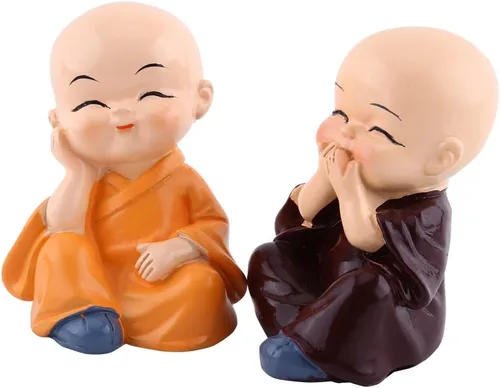 Miniatura 8 de 4 estatuas de monje Kongfu, adorno para tablero de instrumentos de automóvil, monjes de Buda de resina, manualidades, decoración