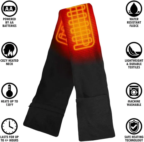 Miniatura 4 de ActionHeat - Bufanda térmica con batería AA para calefacción de cuello, bufanda eléctrica de forro polar de poliéster con bolsillo y paneles