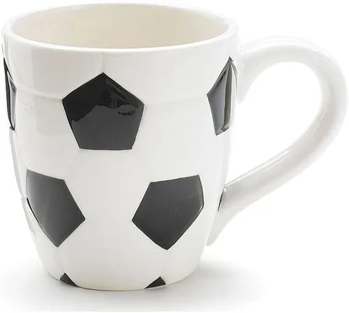 Burton + BURTON - Taza de cerámica con pelota de fútbol, 15 onzas, pintada a mano, taza de café deportiva para entrenadores y fanáticos, patrón