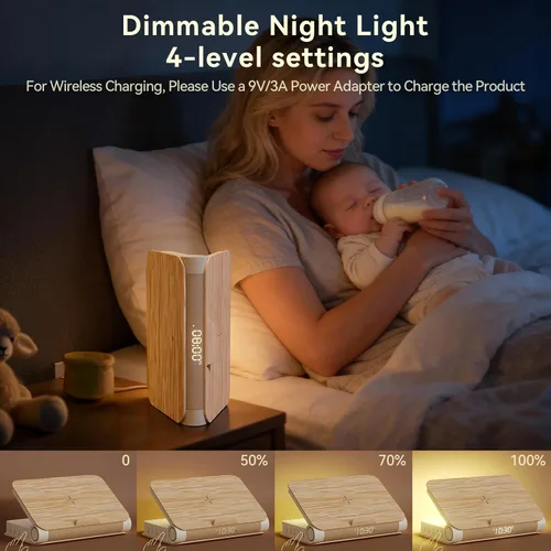 Miniatura 6 de Vivilumens Relojes Despertadores de Libro Cargador Inalámbrico Altavoz Bluetooth Lámpara de Amanecer Fuerte para Personas con Sueño Pesado Adultos