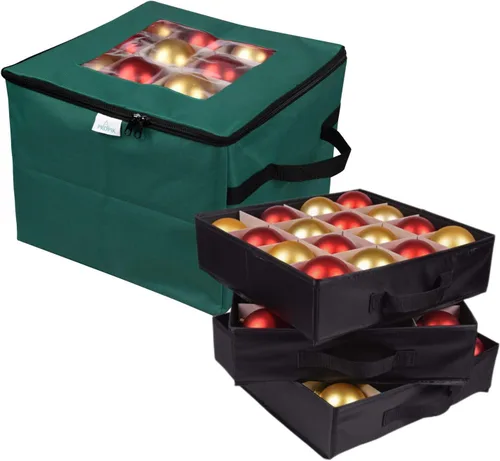 Miniatura 11 de ProPik - Caja de almacenamiento para adornos navideños, 3 bandejas separadas extraíbles con divisores para 48 esferas; organiza y protege