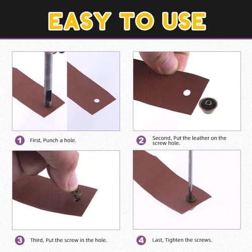 Miniatura 4 de Swpeet 42 juegos de 4 colores de 0.453 x 0.197 in – 0.45 x 0.2 pulgadas de aleación de tornillo trasero con punta de tuerca para bolso de mano