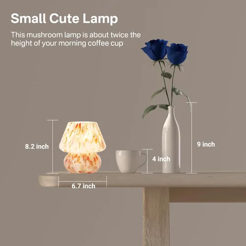 Miniatura 5 de Dawnwake Lámpara de Mesa con Forma de Hongo para Dormitorio, Pequeñas Lámparas de Escritorio de Mesita de Noche para Sala de Estar, Decoración