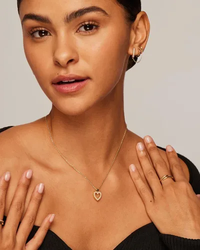 Miniatura 21 de PAVOI Collar de corazón chapado en oro de 14 quilates con circonita cúbica Bonitos collares con colgante de amor delicado para mujer