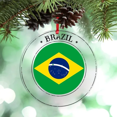Miniatura 5 de Adornos para árbol de Navidad con bandera de Brasil, recuerdo de la ciudad del país, adornos de Navidad personalizados 2022, adornos colgantes