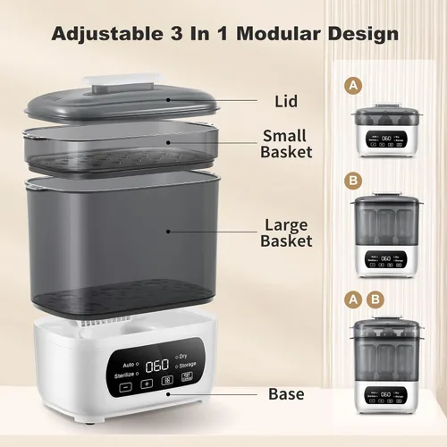 Miniatura 5 de AMZBABYCHEF Esterilizador y secador de biberones eléctrico, esterilizador y secador de vapor para biberones, esterilizador y secador de biberones 4