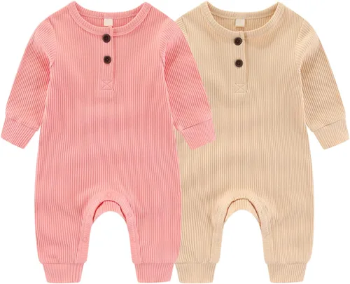 ZAV Mono de manga larga unisex para bebé, niño y niña, 2 unidades