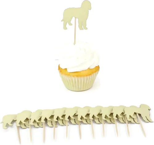 Miniatura 12 de Juego de 12 adornos para cupcakes de pastor alemán Decoración de pastel de perro negro hecho a mano Decoración de fiesta de cumpleaños