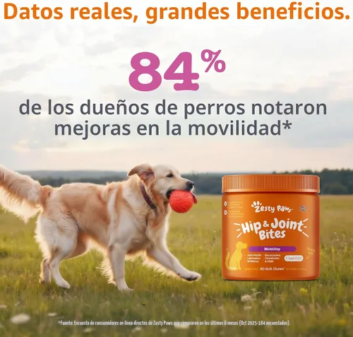 Miniatura 4 de Zesty Paws Mobility Bites Suplemento para articulaciones de perro, masticables de cadera y articulaciones, productos para mascotas con glucosamina