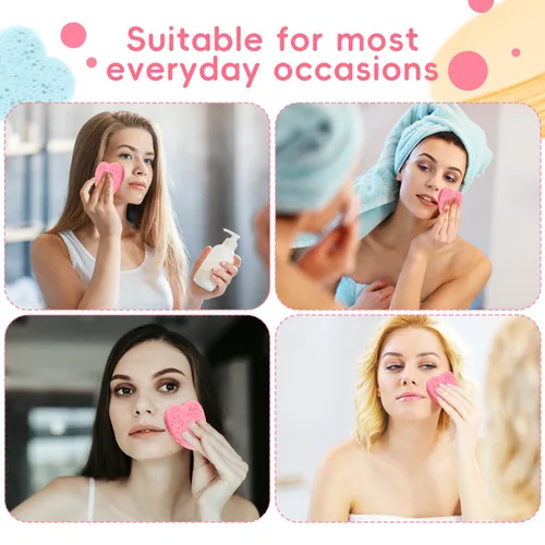 Miniatura 5 de 50 esponjas faciales comprimidas en forma de corazón, esponjas cosméticas 100% naturales para limpieza facial para limpieza facial diaria