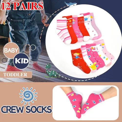 Miniatura 6 de GRPSKCOS Calcetines de agarre para niñas pequeñas, 12 pares de calcetines antideslizantes y transpirables para niñas de 1 a 7 años