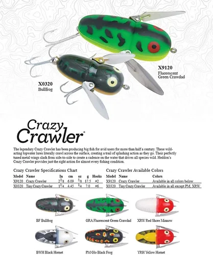 Miniatura 3 de Heddon Crazy Crawler - Señuelo de pesca de Topwater de acción salvaje Amarillo