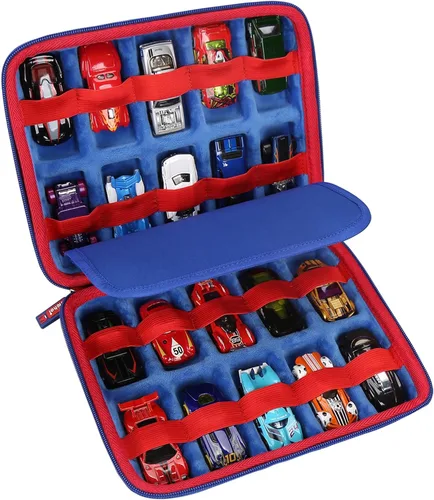 Miniatura 13 de Funda de almacenamiento Mchoi para 20 autos HotWheels, organizador de autos de juguete para el almacenamiento de tus autos Matchbox, rojo, solo