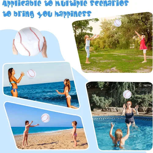 Miniatura 5 de Zhanmai Paquete de 6 pelotas inflables de béisbol de 16 pulgadas, pelota de playa grande deportiva con bomba para adultos y adolescentes, regalo
